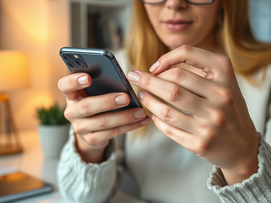 Dłonie trzymające nowoczesny smartfon podczas naciskania przycisków bocznych w celu wykonania zrzutu ekranu.