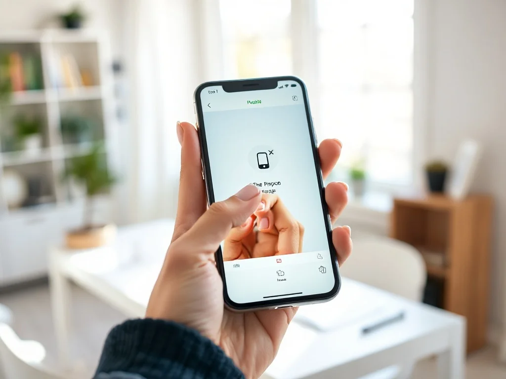 Dłoń trzymająca iPhone'a z ikonami aplikacji w trybie edycji, gotowymi do usunięcia z ekranu głównego.
